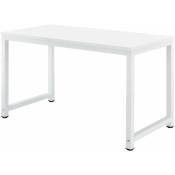 Helloshop26 - Bureau réglable poste de travail table bois mélaminé 120 cm blanc - Blanc