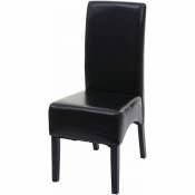 HHG - Chaise de salle à manger Latina, chaise de cuisine, cuir ~ noir, pieds foncés