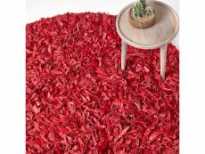 Homescapes tapis shaggy cuir dallas rouge 150 cm round RU1121D