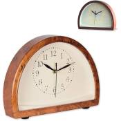 Horloge à Poser- Mécanisme Silencieux - Eclairage led avec Bouton Tactile - Demi-Cercle Motif Bois