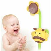 Jouet de bain, jouet de douche Honeybee pour bébés tout-petits, robinet de douche à jet d'eau à piles et pompe à eau automatique de baignoire pour