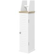 kleankin Meuble de salle de bain support papier toilette avec placard et étagère réglable 18 x 20 x 80 cm blanc