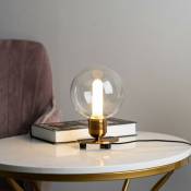 Kosilum - Lampe de chevet vintage dorée en verre -