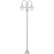 Lampadaire de jardin E27 220 cm Aluminium 3 lanternes Blanc - Inlife