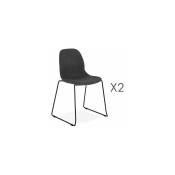 Lot de 2 chaises 50x54,5x85 cm tissu gris foncé pieds noirs - layna