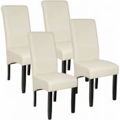 Lot de 4 chaises pieds noir siège de salon cuisine salle à manger design carré élégant beige