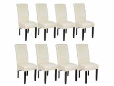 Lot de 8 chaises pieds noir siège de salon cuisine salle à manger design carré élégant beige helloshop26 08_0000578