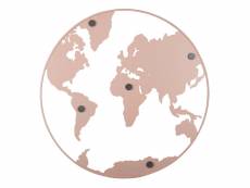Mappemonde en métal avec magnets world map rose clair