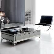 Meubler Design - Table Basse Elégante, Verre, Rectangulaire, Style Baroque, 120 x 65 x 40 cm - Verre Teinté Noir