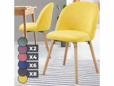 Miadomodo® chaise de salle à manger en velours - lot de 2, pieds en bois hêtre, style moderne, jaune - chaise scandinave pour salon, chambre, cuisine,