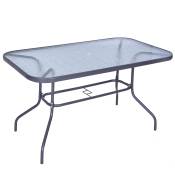 Outsunny Table bistrot de jardin plateau verre trempé espace iInstallation parasol métal époxy 140 x 80 x 70 cm noir carbonisé