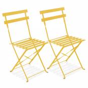 Oviala - Lot de 2 chaises pliantes en acier jaune -