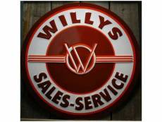 "plaque willys sales & service 60cm tole deco garage jeep"