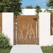 Portail de jardin 105x155 cm acier corten conception d'herbe The Living Store Brun