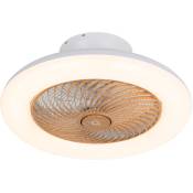 Qazqa - clima - led Dimmable Ventilateur de plafond variateur inclus - 1 lumière - ø 55 cm - Naturel - Design, Rustique - éclairage intérieur - Salon