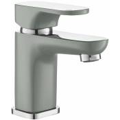 Robinet salle de bain mitigeur de lavabo bas chromé gris anticalcaire économie d'eau et vidage