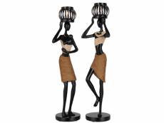 Set de 2 photophores figurines africaines