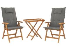 Set de terrasse table et 2 chaises pliantes en bois