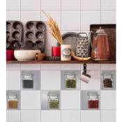 Sticker carrelage adhésif décoratif x4, 15 cm x 15 cm, pots d'épices en trompe l'oeil, cuisine chic, effet garanti. - Multicouleur