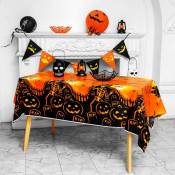 Sunxury - Nappes en plastique orange pour Halloween, nappes jetables pour Halloween, fournitures de décoration de fête d'Halloween, nappes en
