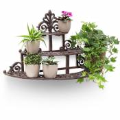 Support rond pour fleurs en fonte, 3 niveaux, design rustique, déco, 34 x 54 x 29 cm, jardin, bronze - Relaxdays