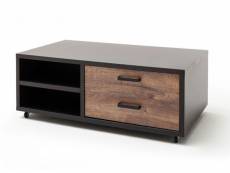 Table basse avec rangements en bois coloris chêne barrique - l.115 x h.65 x p.45 cm -pegane- PEGANE