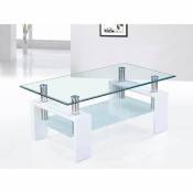 Table basse blanc laqué et plateaux verre design OTTAVIA