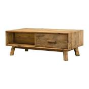 Table basse en bois 2 tiroirs hauteur 43 cm - chalet
