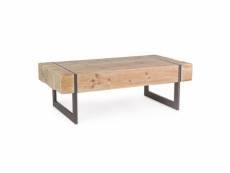 Table basse industrielle garrett avec plateau en bois