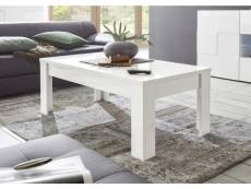 Table basse rectangulaire en bois mdf coloris blanc brillant - longueur 122 x hauteur 45 x profondeur 65 cm
