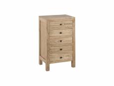 Table de chevet haute 5 tiroirs bois naturel - marguerit - l 44 x l 34 x h 77 cm - neuf