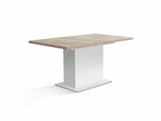 Table extensible 160 à 200 cm blanc mat et décor bois clair - leane