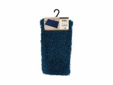 Tendance - tapis de salle de bain bleu paon en microfibre