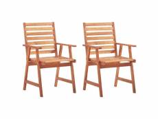 Vidaxl chaises à dîner d'extérieur 2 pcs avec coussins acacia massif 3064326