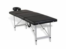 Vidaxl table pliable de massage noir 4 zones avec cadre