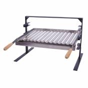 Visiodirect Support Barbecue avec grille et récupérateur de graisse en Inox coloris Gris - 60 x 43 x 42 cm