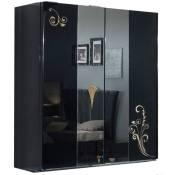 Armoire de chambre design 2 portes coulissantes bois laqué noir et doré Jade 182cm