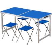 Bakaji - Ensemble de table pliante avec 4 chaises bleues pour camping pique-nique jardin portable