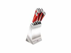 Berlinger haus 6 pcs ensemble de couteaux avec support en acier inoxydable, rouge, collection passion