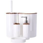 BERRETTI set de 5 accessoires de salle de bain, blanc + bois