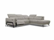 Canapé d'angle droit scala 5 places relax électrique, tissu brooklyn truffle