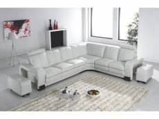 Canapé d'angle en cuir blanc avec appuie tête relax