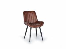 Chaise - cuir et métal - marron - 53 x 63 x 87 cm