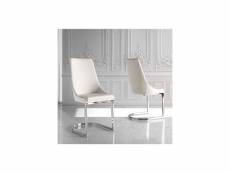 Chaise design blanche et chromé seos (lot de 2)