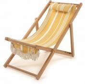 Chaise longue aux rayures jaunes et blanches vintage