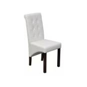 Chaise simili cuir blanc et pieds bois massif Zinar