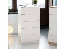 Chiffonnier 5 tiroirs blanc - natac - l 60 x l 40 x h 110 cm