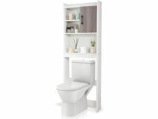 Costway meuble wc- 60 x 20 x 174 cm-rangement salle de bain au dessus des toilettes wc/lave-linge-armoire & 4 étagères ouverte-blanc