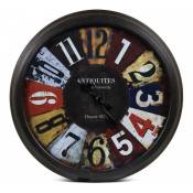 Decoration D ’ Autrefois - Grande Horloge Ancienne Murale Antiquités Métal Multicolore 70cm - Multicolore