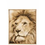 Décoration murale lion en bois marron 81x100x5 cm